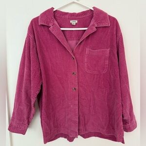 L. L. Bean Pink Corduroy Button-Up Shirt